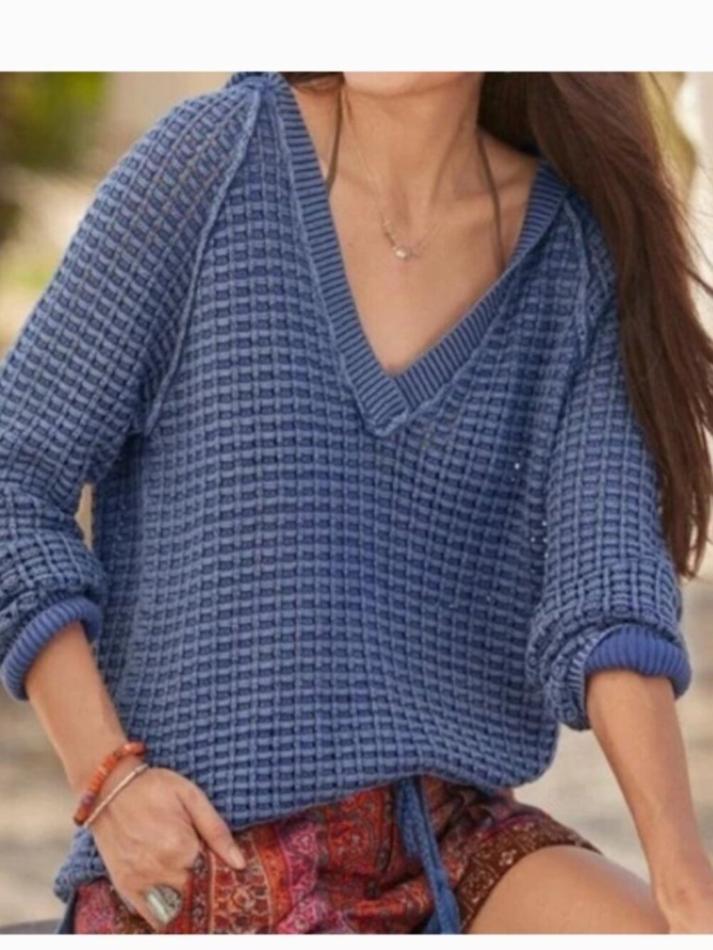 Like New! SUNDANCE Calm Harbors Hooded Sweater Open Knit Terra Cotta Cotton